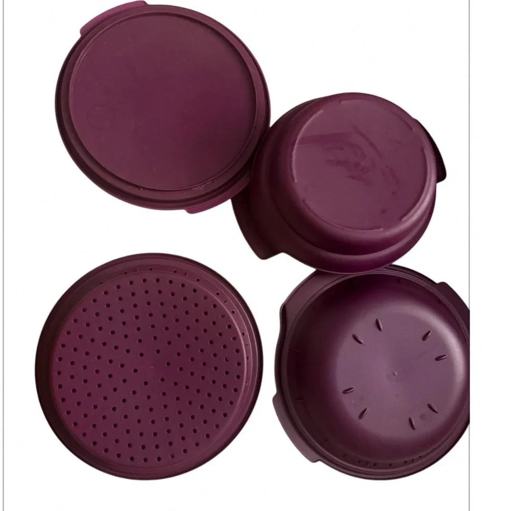 Tupperware Smart Steamer Microwave Multi Cooker 4- Piece Set Purple NEW